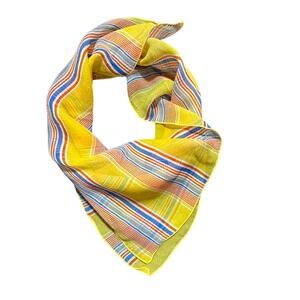 BEENE BAZAAR Yellow Striped Silk Scarf Neck Scarf Bandana Head Scarf